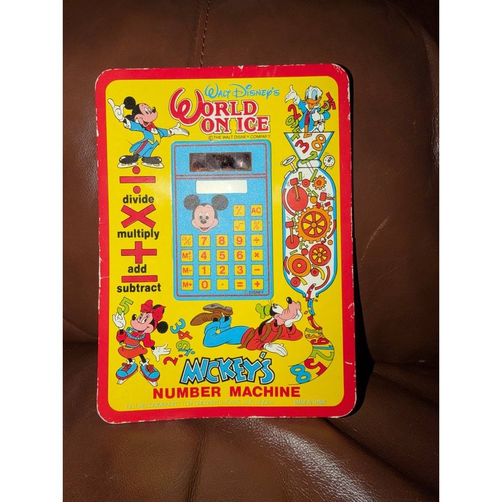Vintage Disney World On Ice Mickey Mouse Number Machine Solar Calculator Retro